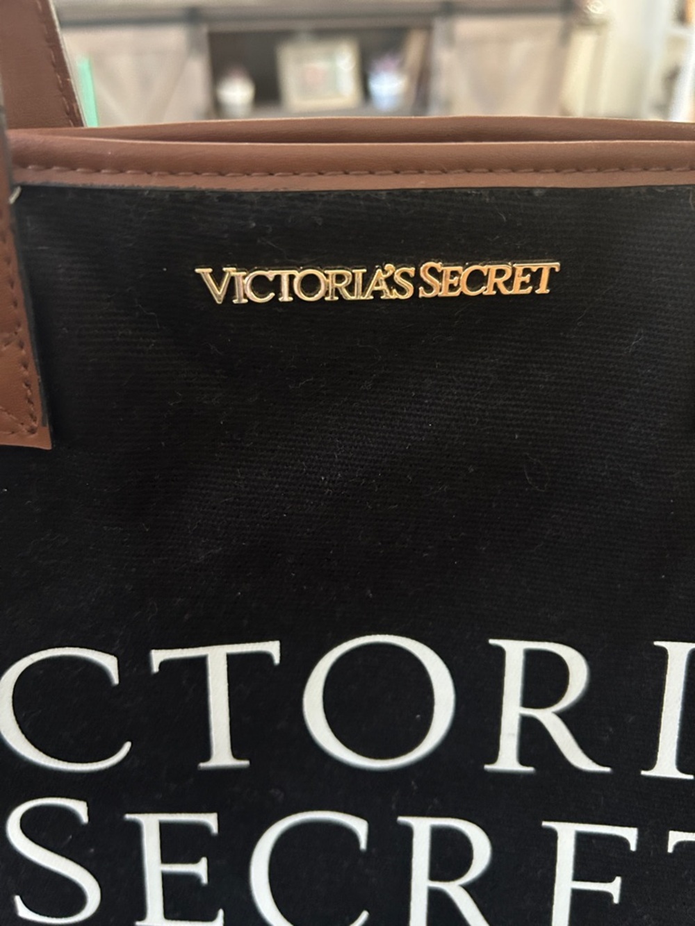 Victoria's Secret Black Tote with Brown Handles - Picture 6 of 6